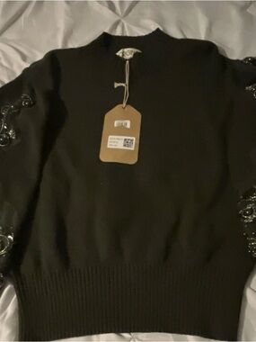 Original Use Black Sequin-Embellished Turtleneck Sweater